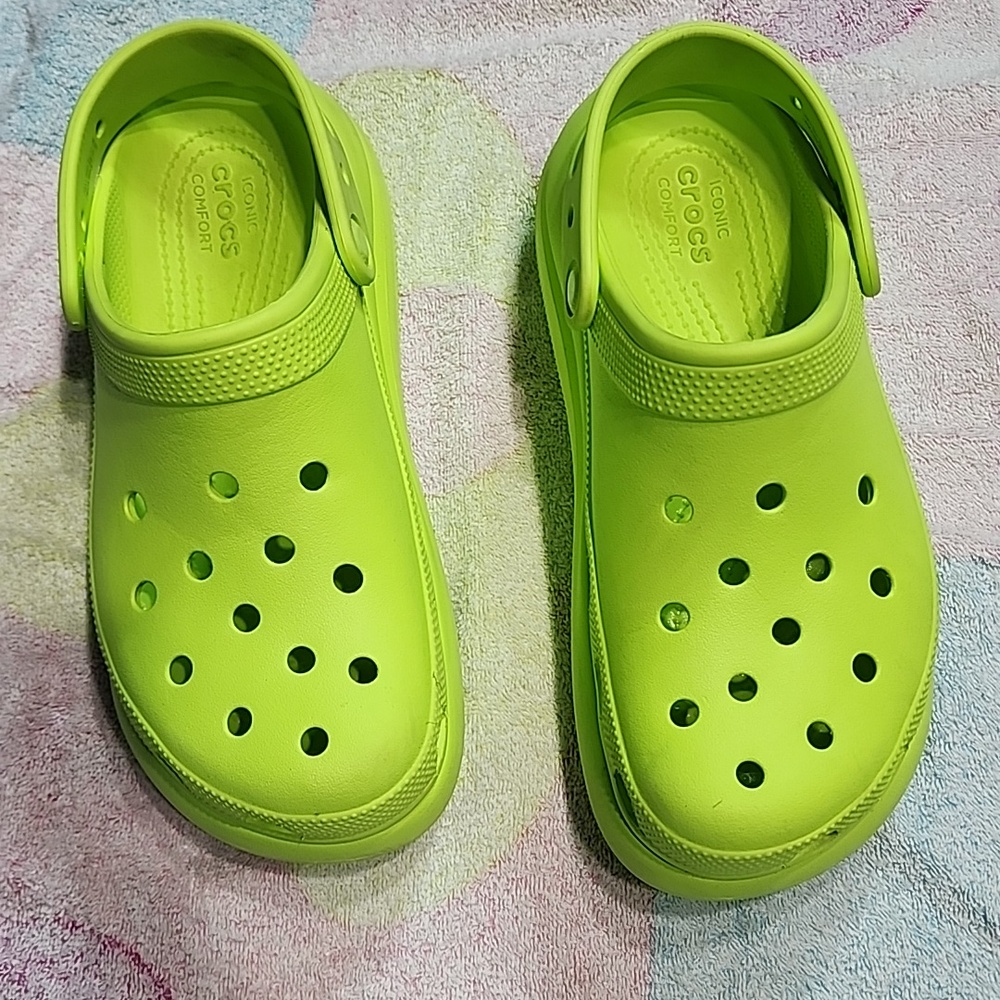Crocs Crush Platform Clogs in Lime Green Women SZ 8 / Men SZ 6 - Picture 3 of 12